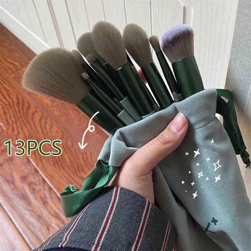 

NXY Makeup Brushes 8 13pcs Pro Green Brush Set Powder Eyeshadow Blending Eyeliner Eyelash Eyebrow Make Up Beauty Cosmestic 0406