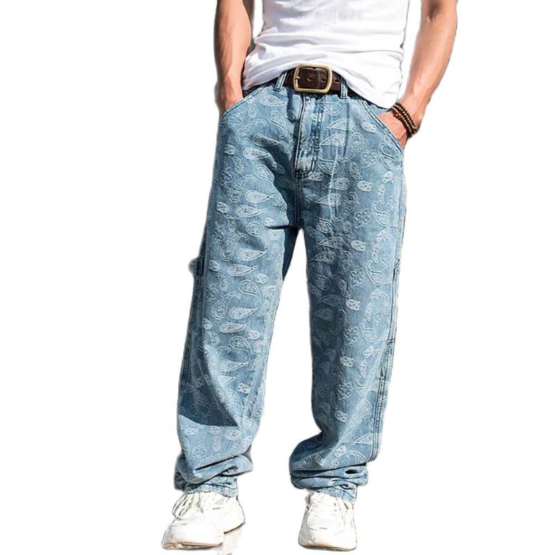 

Men's Jeans Fashion Hiphop Harem Men Casual Denim Pants Straight Loose Baggy Trousers Plus Size Cargo Streetwear ClothingMen's, Blue
