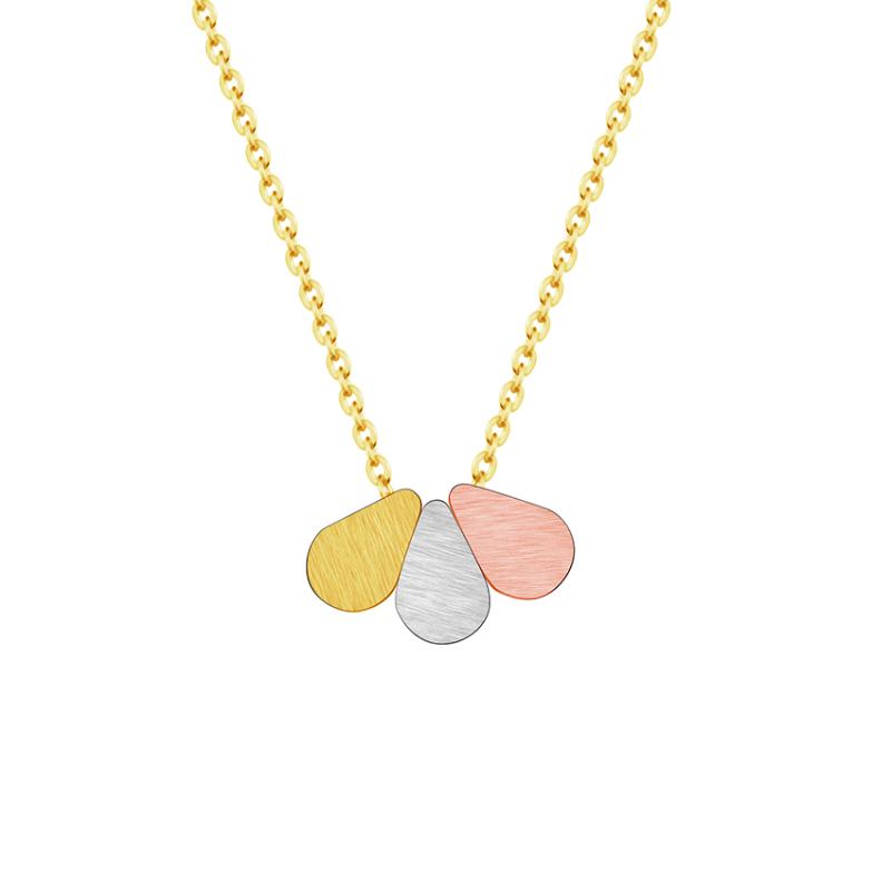 

Pendant Necklaces Rose Gold Triple Teardrop Pendants For Women Fashion Jewelry Stainless Steel Rainbow Waterdrop Colar Mujer
