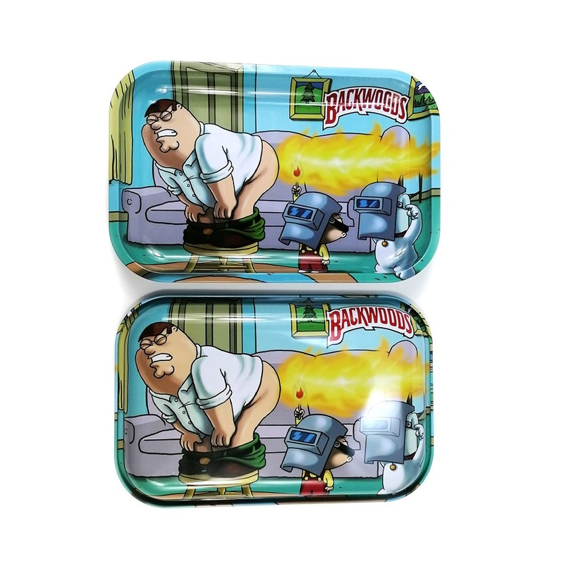Smoking Accessories Multi Styles Metal Rolling Tray Tinplate cartoon cigarette set operation panel double-sided printing metal plate bongs-image-790796624