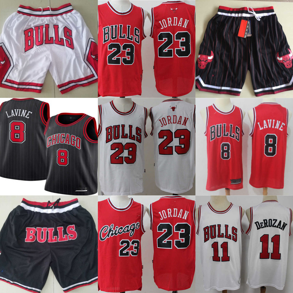 

Men Basketball Jerseys Throwback michael 23 MJ Zach 8 LaVine DeMar 11 DeRozan Shorts Black Red Chicago''Bulls''jersey, Color