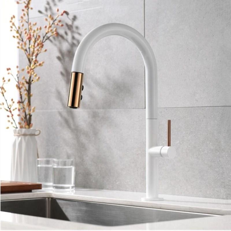 

Kitchen Faucets Ly Arrived Pull Out Faucet Rose Gold And White Sink Mixer Tap 360 Degree Rotation Taps