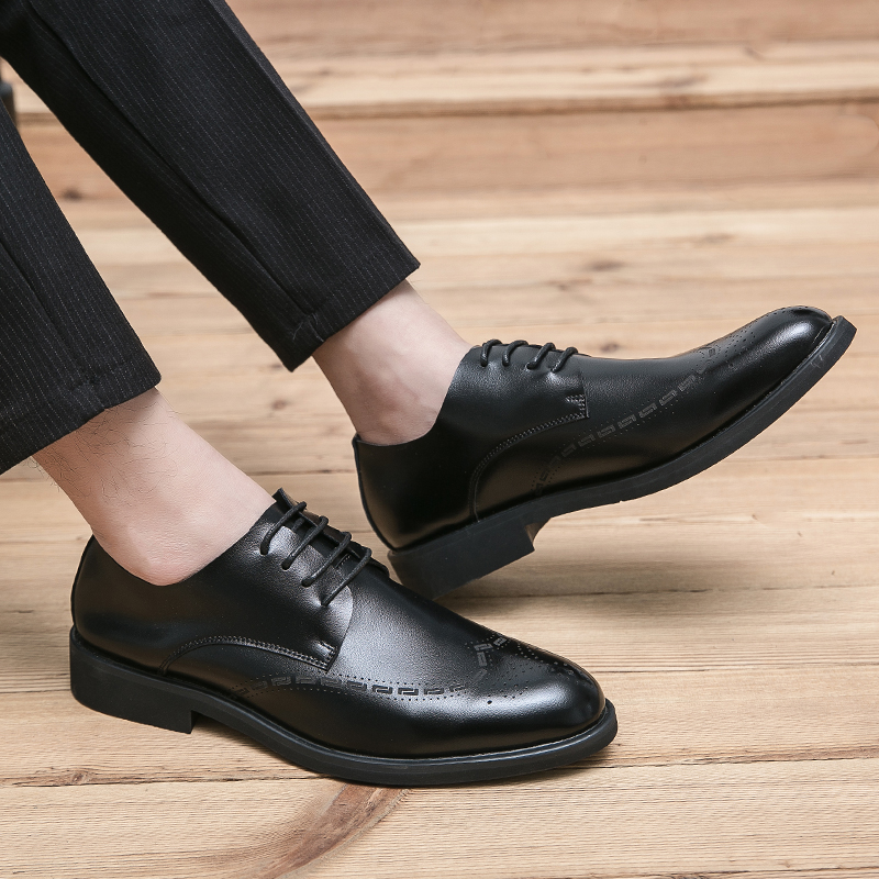 

Men Shoes Fashion PU Leather Dress High-quality Design Round Toe Lace Up Decoration Comfortable Classic Hot Sales DH911, Clear