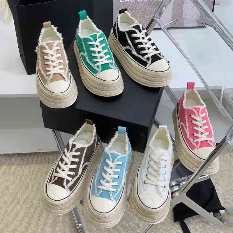 

Dress Shoes White Canvas Shoes Designer Straw Rope Woven Thick Bottom Sneakers Women Versatile Fisherman Sports Board Shoes 220406, Light blue