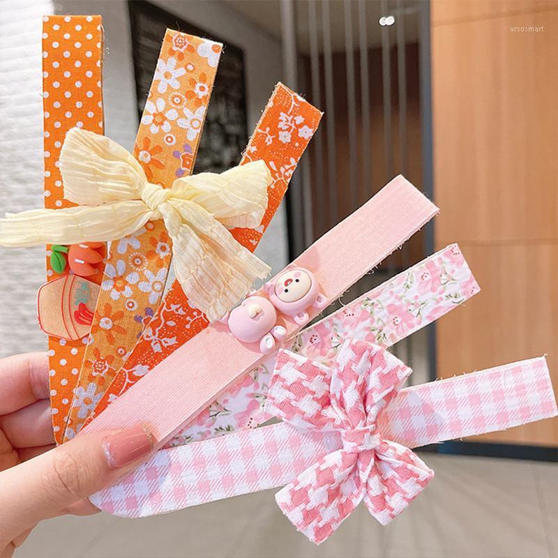 

Hair Accessories Children Cartoon Princess Fabric Printed Bow Hairbands Girls Cute Flower Headband Bangs Post Broken Tool