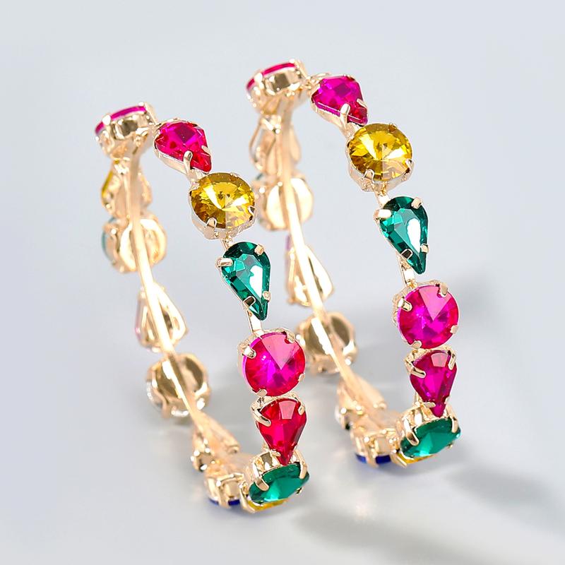 

Hoop & Huggie Rhinestone Big Earrings Luxury Jewelry Pendant Women's Dinner Party Fashion AccessoriesHoop