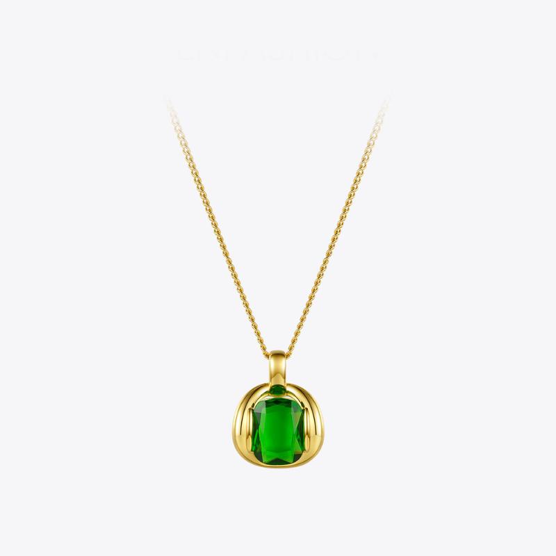 

Pendant Necklaces Green Stone Choker For Women Gold Color Stainless Steel Glass Necklace Fashion Jewelry Holiday P3115Pendant