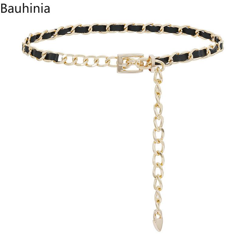 

Belts 2022 Fashion Style 118cm*1.7cm Young Woman All-match Thin Belt Suit Decorative Simple Metal Chain, Black