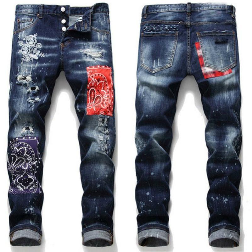 

20ss Mens Rips Stretch Black Jeans Fashion Slim Fit Washed Motocycle Denim Pants Panelled Hip HOP Trousers slim-fit ghx DSQUAREDs DSQ2s DSQs, 1012