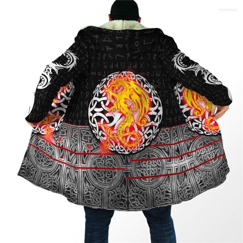 

Men' Wool & Blends Nidhogg Viking Tattoo 3D Over Printed Hoodie Cloak For Men And Women Winter Fleece Wind Breaker Warm Hood Will22