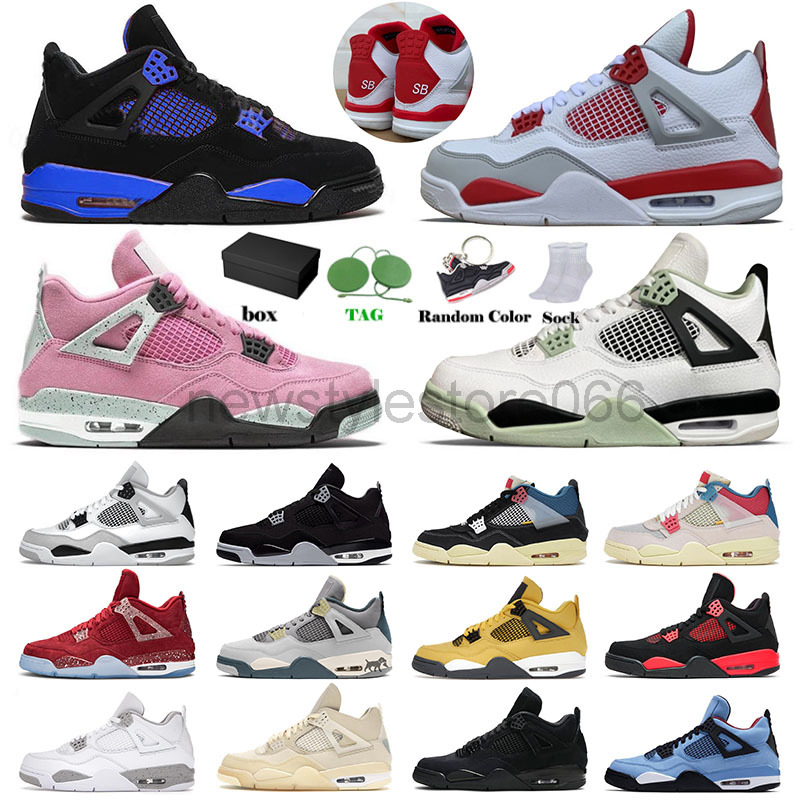 

Jumpman 4 4s IV Mens J4 Basketball Shoes Blue Thunder Seafoam Military Black Cactus Jack Black Cat Craft Peach Bred Designer, 40-47 black canvas