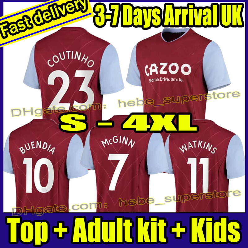 

2022 2023 Aston Villaes Kamara Soccer Jerseys 22 23 Home WATKINS BUENDIA McGINN EL GHAZI DOUGLAS LUIZ MINGS KONSA CASH .TREZEGUET Football shirt Men Kids Kit