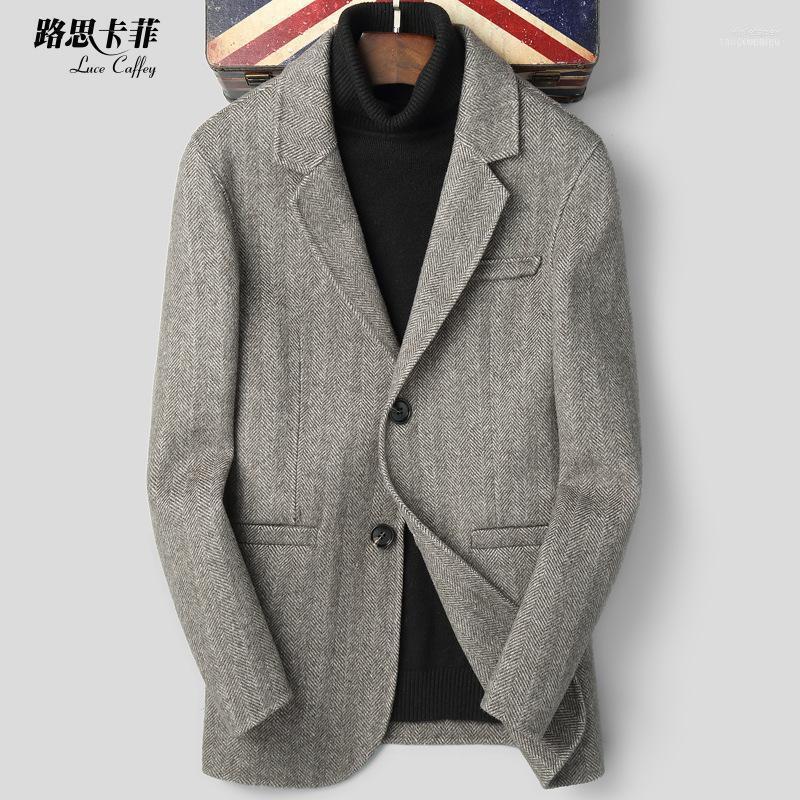 

Men's Wool & Blends 2022 Men Double-sided Cloth Coat Suit Han Edition Brief Paragraph Woolen Without Autumn Cashmere Coat1 Viol22, Dark grey