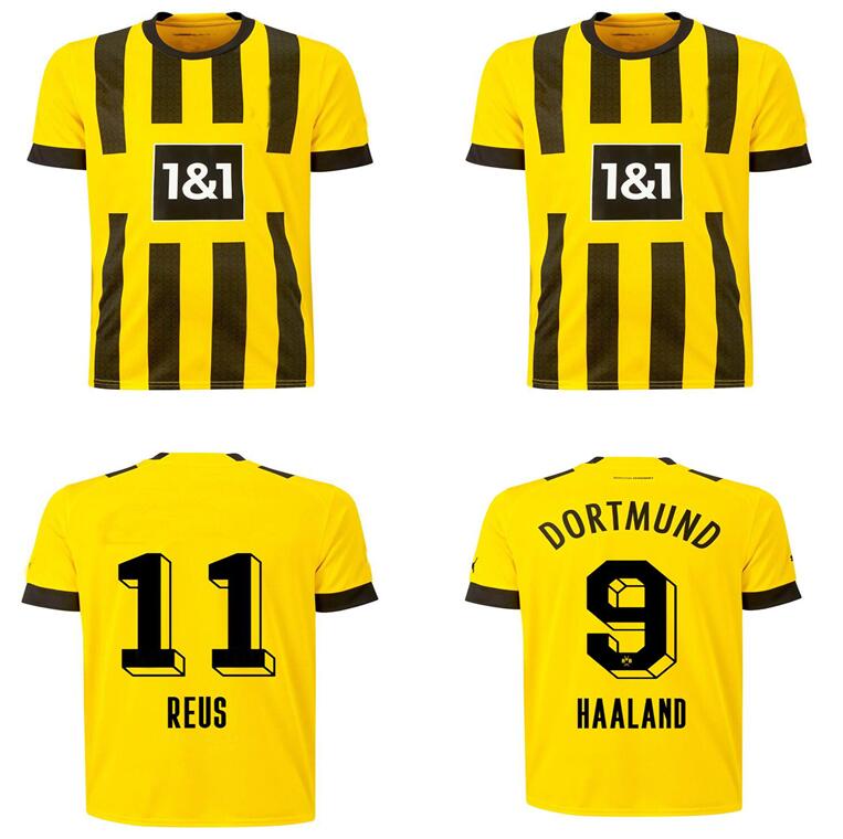 Haaland Soccer Jersey 22 23 Shirts de football Reus Dortmund Neongelb Bellingham Hummels Brandt Men Kids Kit 110th Special Edition 2022 2