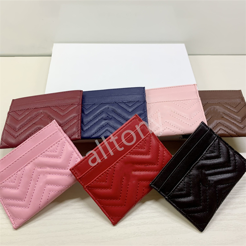 

fashion women's purse classic business credit card case wallet holders leather luxury bag with original box marmont passport cases, Red