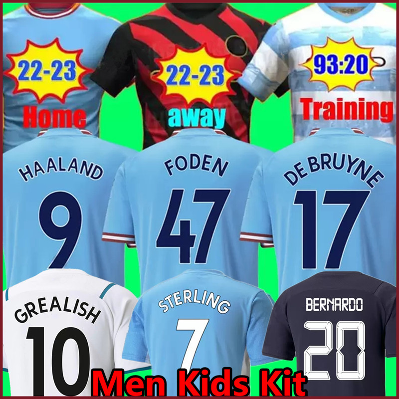 

21 22 23 DE BRUYNE HAALAND SOCCER JERSEYS GREALISH STERLING MANS CITIES MAHREZ BERNARDO fans version FODEN 2022 football tops shirt kids kit sets uniform Boys youth, Colour 4