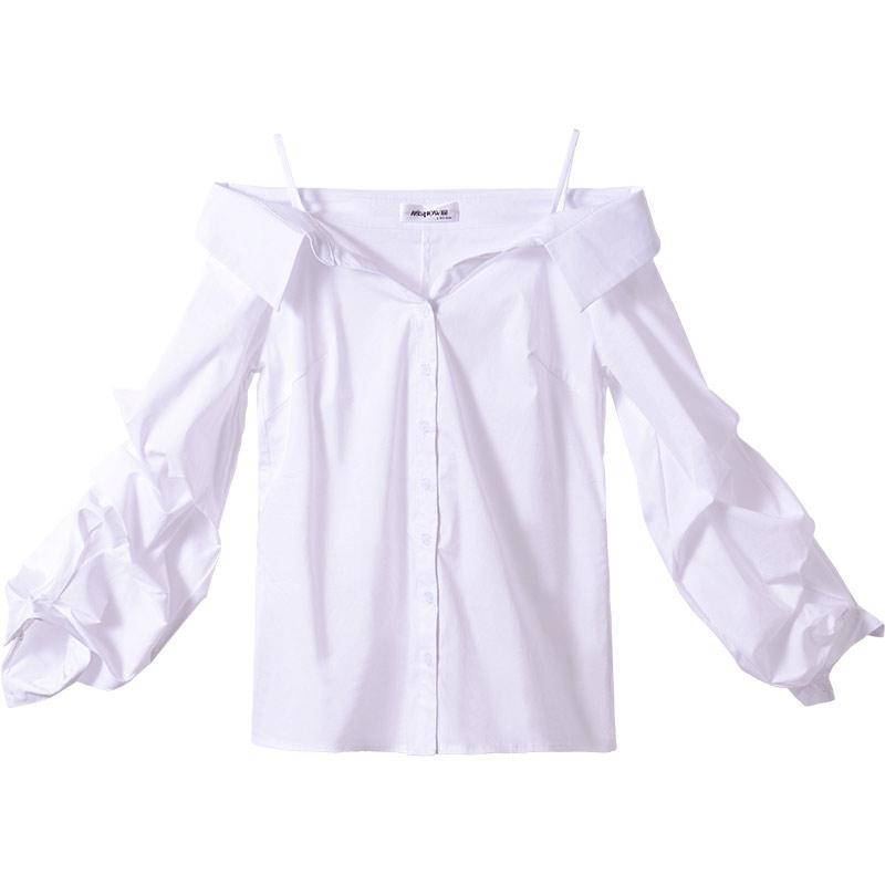 

Women' Blouses & Shirts Off Shoulder Women 2022 Autumn Arrivals Fashion White Lantern Sleeve Casual Tops Womens Clothing