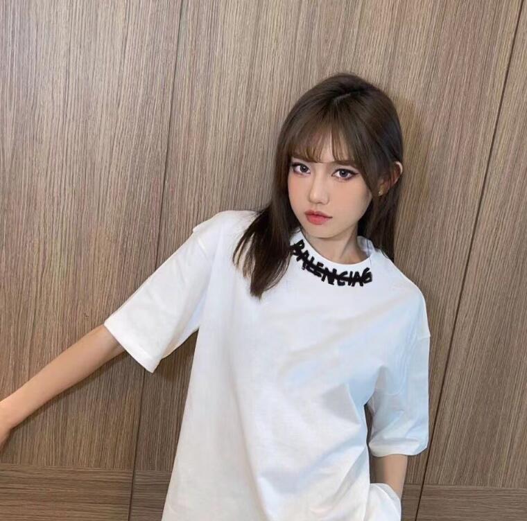 2022 Paris Fashion Designer Womens T shirt Luxury letter rhinestone embellished cotton large size mens T shirts comfortable, breathable and soft-image-764708854