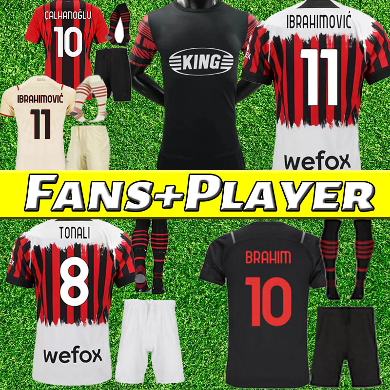 

Ac 21/22 Fans Player Version Soccer milanies GIROUD jerseys 2021 2022 IBRAHIMOVIC training TONALI Kessie THEO CALHANOGLU REBIC Men kid Kits football shirts full set, Fouth+patch