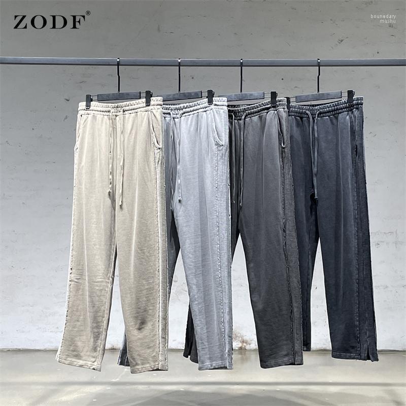 

Men's Pants ZODF Design Men Winter Cotton Sweatpants Solid Loose Slit Leg Opening High Street Drawstring Trousers HY0173 Boun22, Black