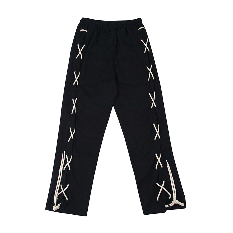 

Elastic Waist Casual Trousers Mens High Street Oversize Black Track Pants Loose Hip Hop Male