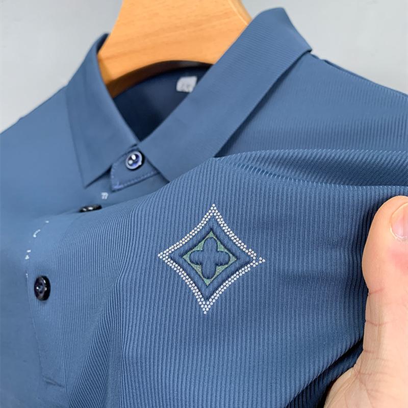 

Men's Polos Brand Designer Embroidery Fashion Short Sleeve T-shirt Men's Business Shirt Summer Ice Breathable Half Luxury TopMen's Men's, Blue