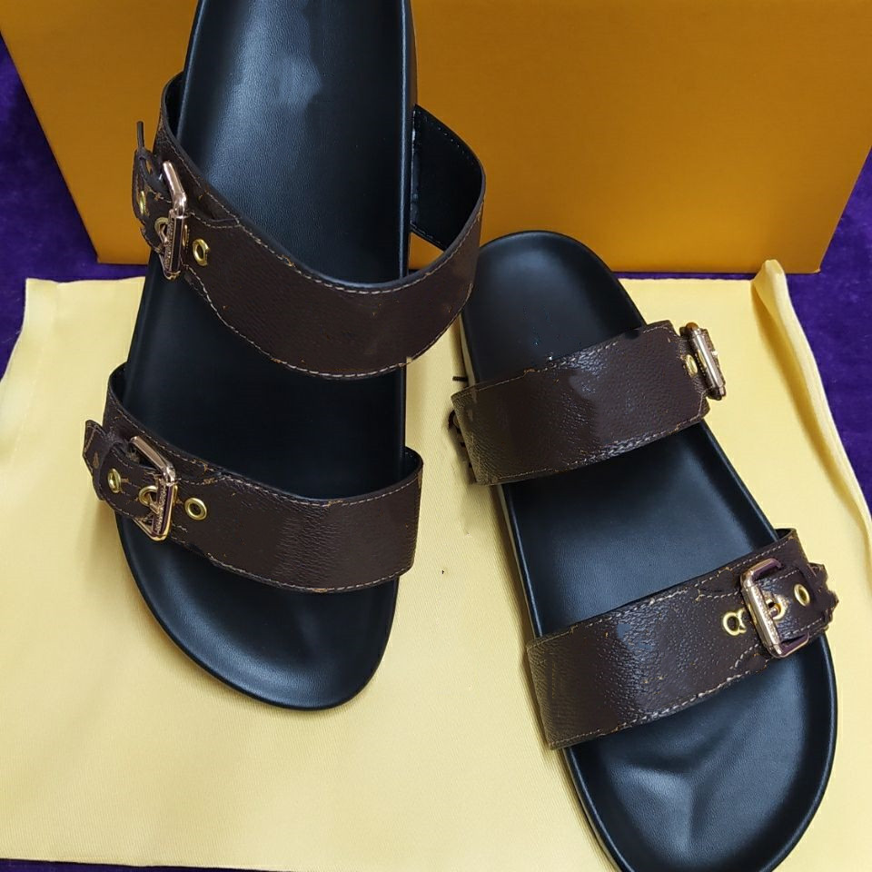 

2022 Classics sandals Designer Slippers Stylish Slides 2 Straps with Adjusted Gold Buckles Women Summer. 35-46m Men andwomen alike.