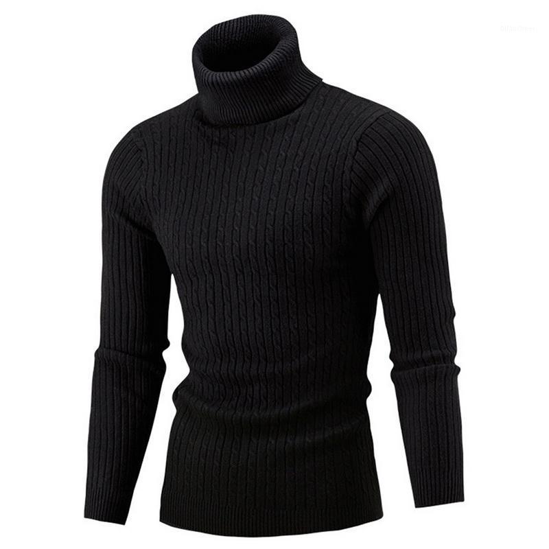 

Men's Sweaters Turtleneck Sweater Solid Color Casual Long Sleeve Knitted Bottoming Shirt Rib Slim Pullover Warm Fall Winter, Black