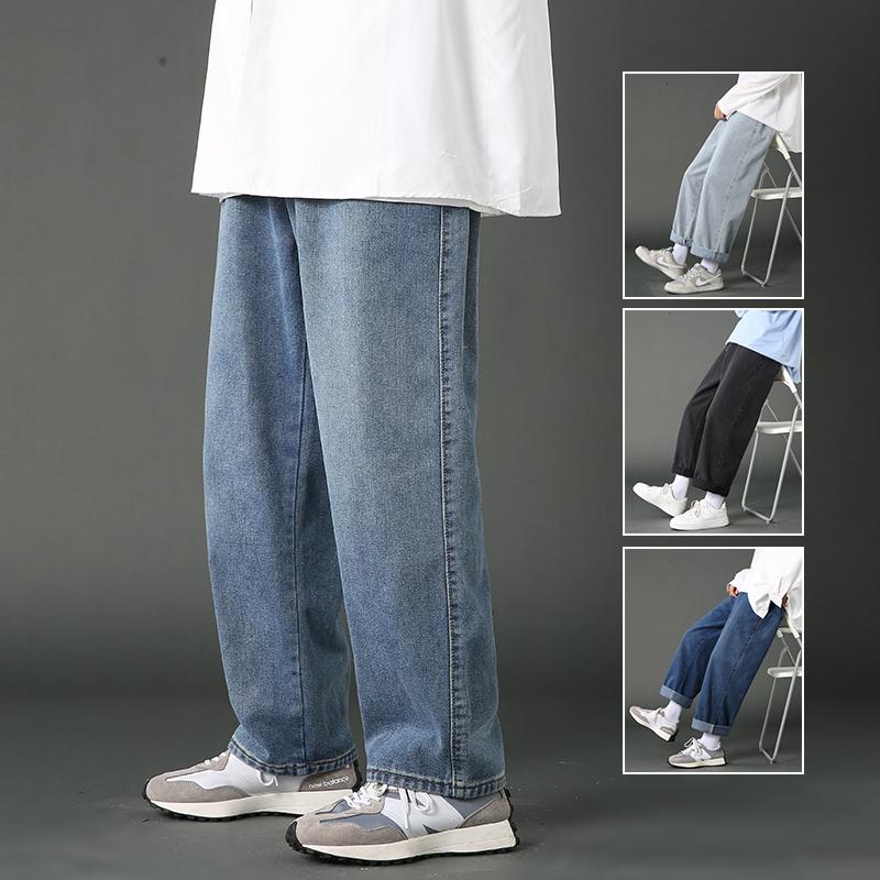 

Men's Jeans 2022 Street Casual Baggy Men's Korean Fashion Hip Hop Straight Wide Leg Trousers Couple Pants BlackMen's, Nostalgic blue