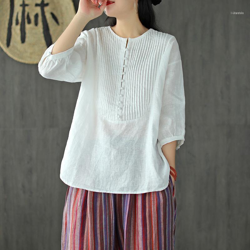 

Women's Blouses & Shirts NINI WONDERLAND Autumn Linen Shirt 2022, Black