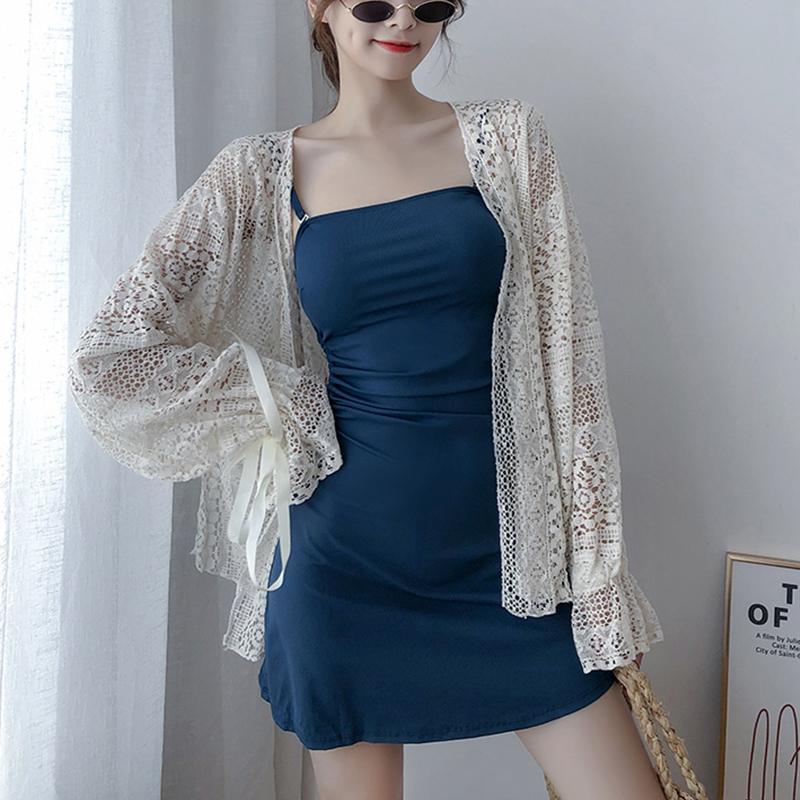

Women's Blouses & Shirts Lace Women 2022 Fashion Clothing Tops Crop Tunic Vintage Female Oversize Shirt Elegant Long Sleeve Korean White Sum