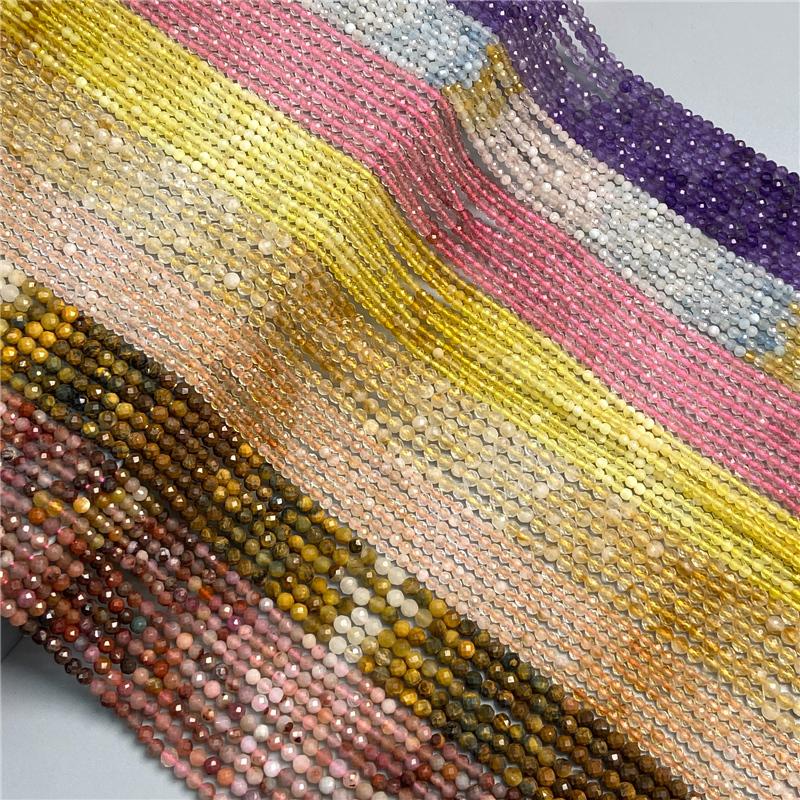 

Other High Quality 3MM Gradient Natural Round Faceted Beads Tourmaline Fluorite Opal Gemstone Bead For DIY Jewelry Making ComponentsOther