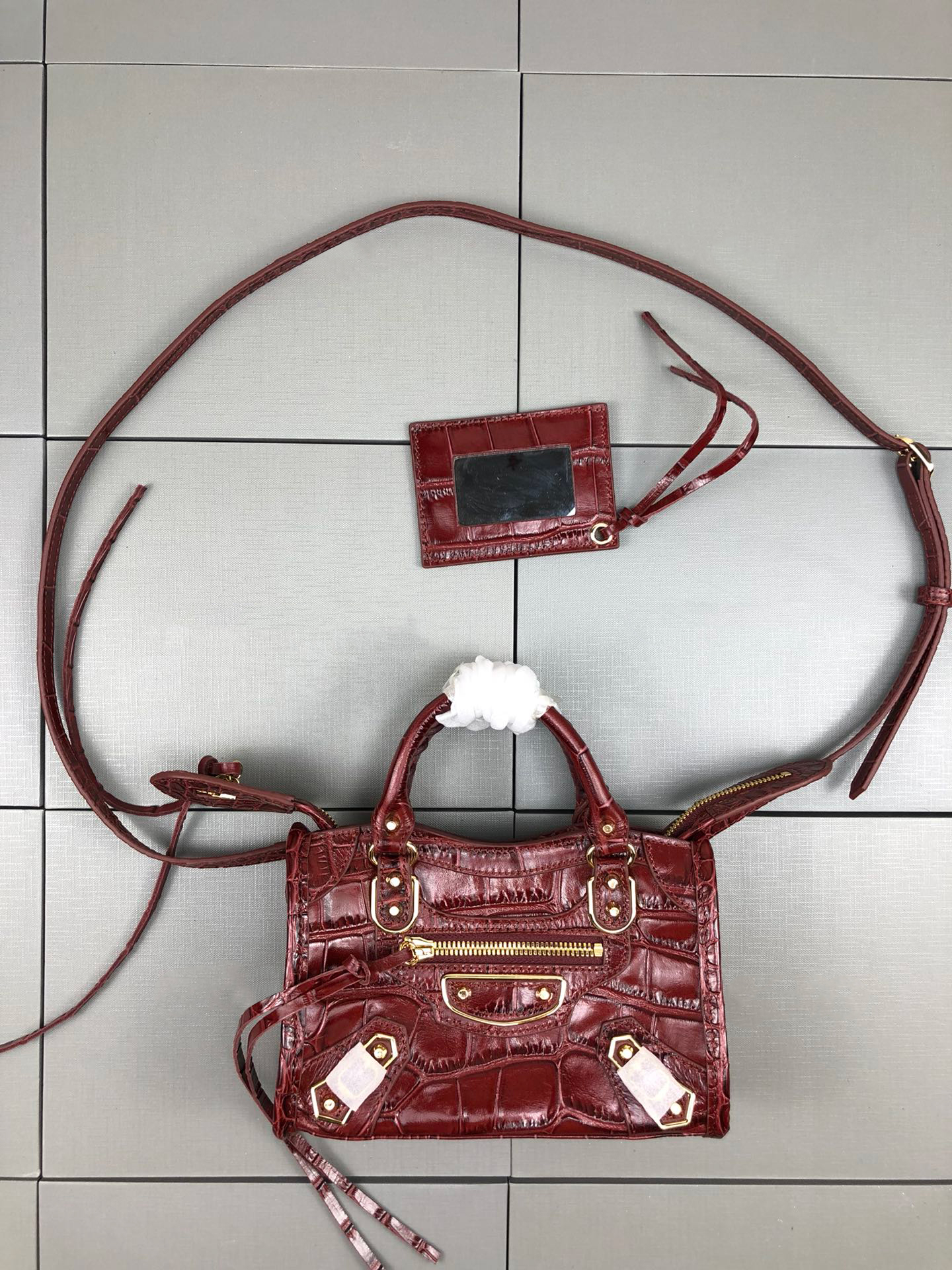 

Top women's biker bag external leather bag women's handbag designer women's handbag shoulder strap crocodile cowhide mini handbag crossbody small bag, ###