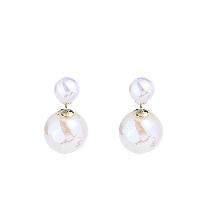 

Mermaid Ji Pearl Earrings wear double-sided Korean Earrings before and after. Women's high-quality new net red silver needle 001