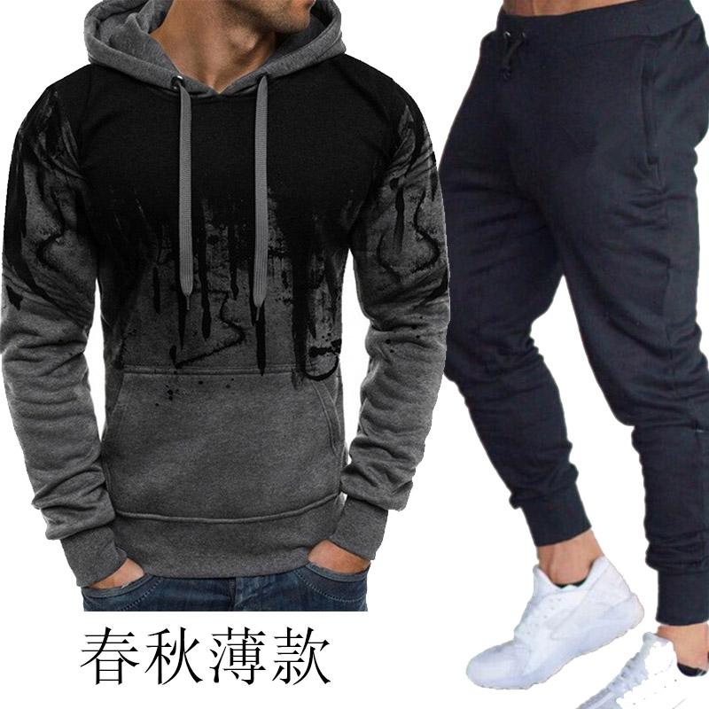 

Men' Tracksuits Fashion Cotton Track Sportswear Suit Mens Tracksuit Autumn And Winter Trousers Hoodie Pullover Two Jogging Suits 3XLMen, Picture color