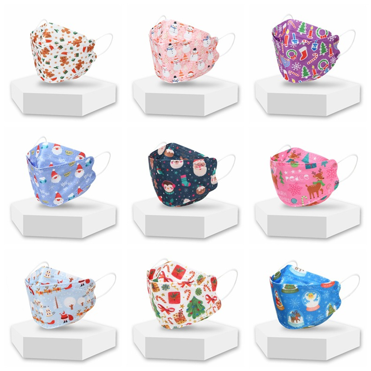 

Christmas Adult Disposable KF94 Face Mask Dustproof Masks with 4-Layer Filters