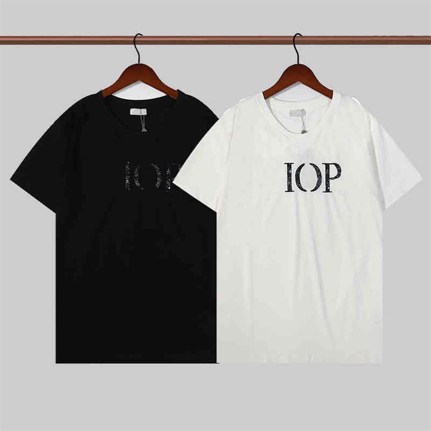 T-shirt 21 automne mode hiver nouveau d o r Logo Double fil tissu hommes et femmes le même cou rond court t-shirt tendance 230s