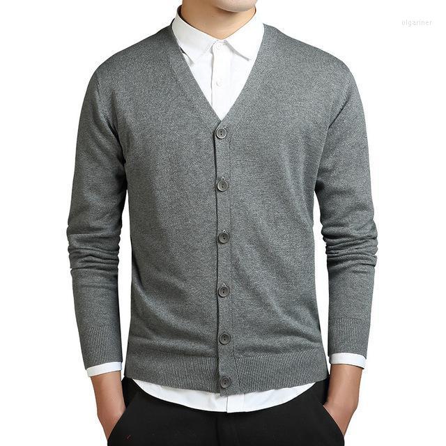 

Men's Sweaters Men Cotton V-nevk Sweater Solid Black Gray Blue Mens Cardigan Button Jackets Coats Pull Homme Korean Fashion ClothesMen's Olg