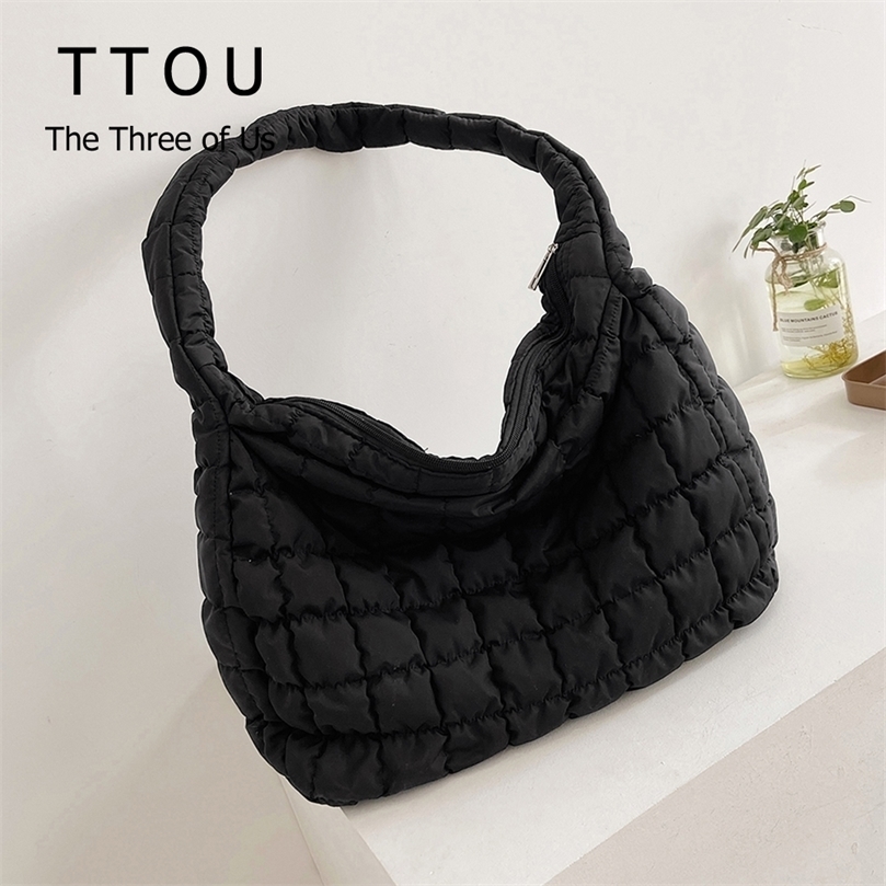 

Fashion Padde Design Women's Handbags Female Crossbody Shoulder Bag Casual Large Capacity Solid Ladies cotton Quilted Hand Bags 220322, Black