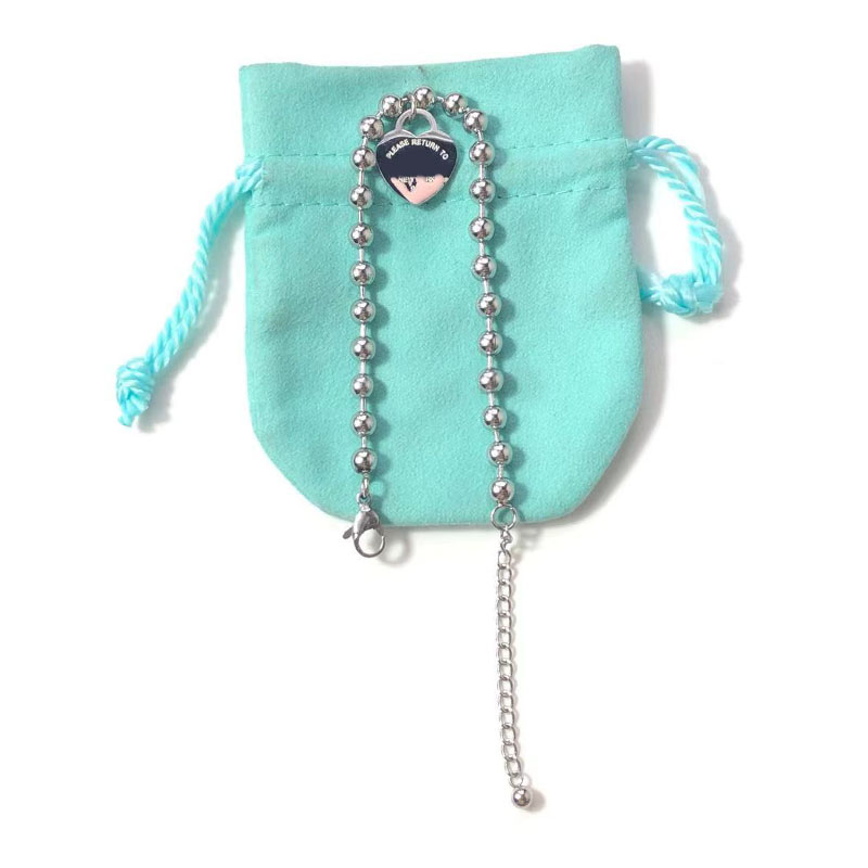 

hollow beads bracelet chain Painted heart bracelet women couple Strands stainless steel fashion jewelry Valentine day gift for accessories wholesale