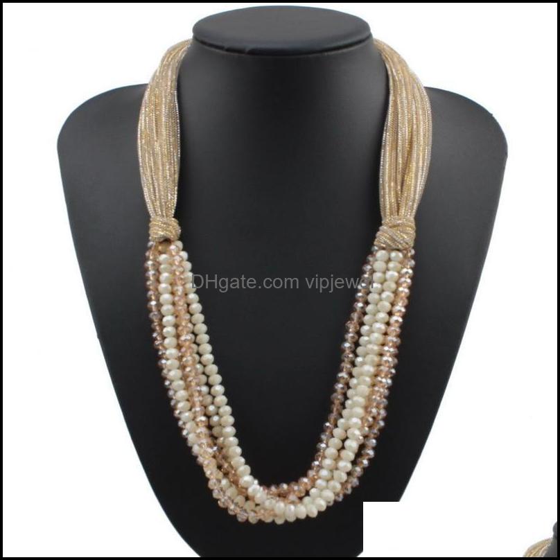 

Pendant Necklaces Pendants Jewelry Florosy Fashion Chunky Bead Chain Silk Rope Crystal Necklace For Wome Dh3G0