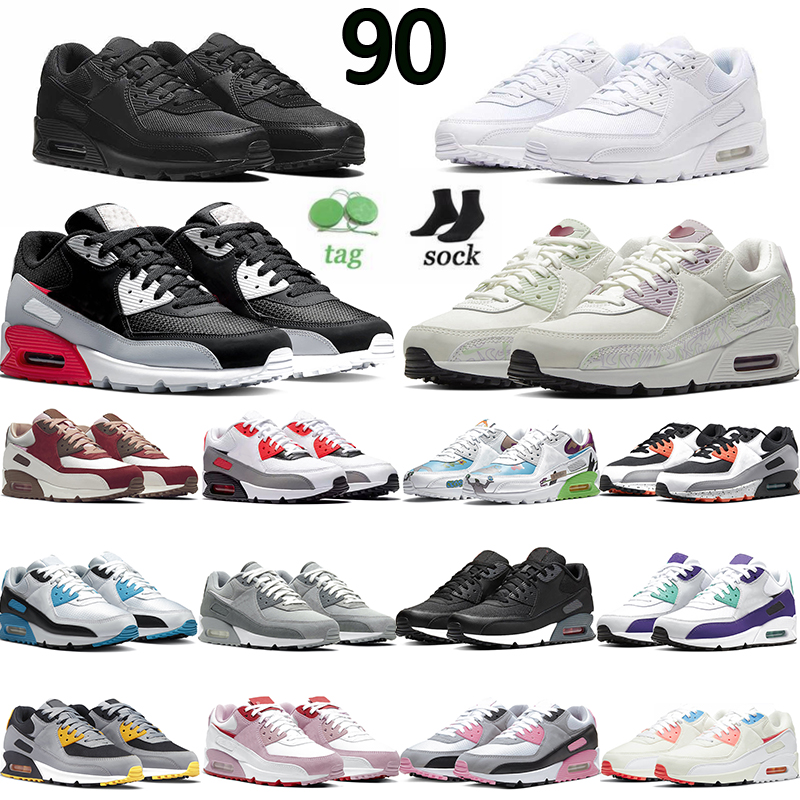 

OG 90 Running Shoes Bred Lucha Libre Barely Rose Peace Valentines Day Surplus Black Trail Team Gold Men Women 90 90s Trainers air max airmax Sneakers, Triple red