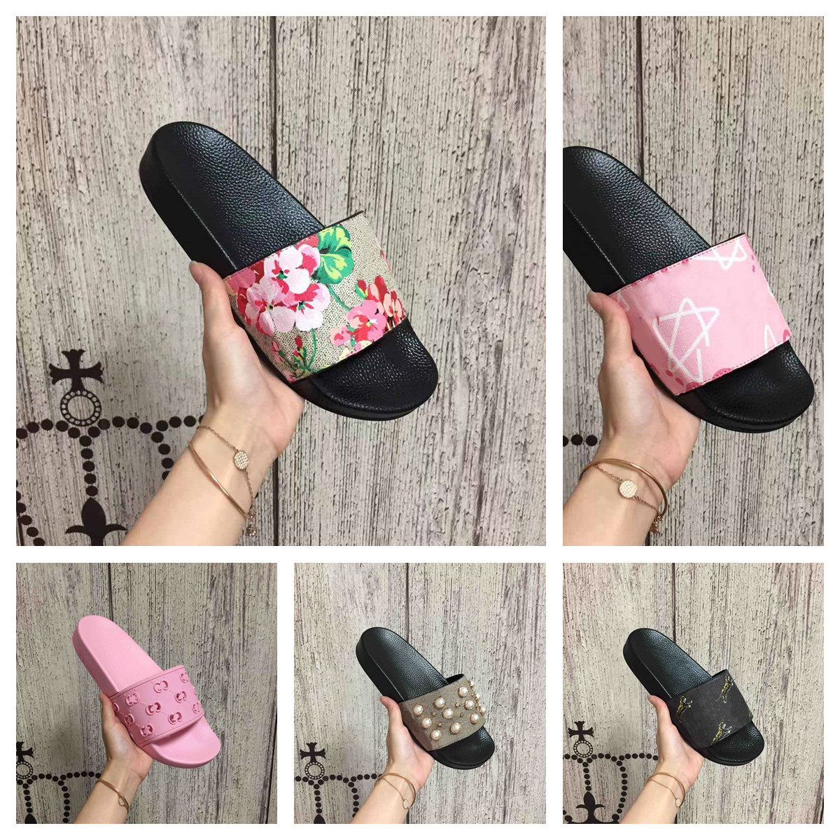 

Newest with box men women fashion slippers luxury slides summer flat slipper trendy leather rubber sandal mens beach slide US 5-12, Only a box;without shoes