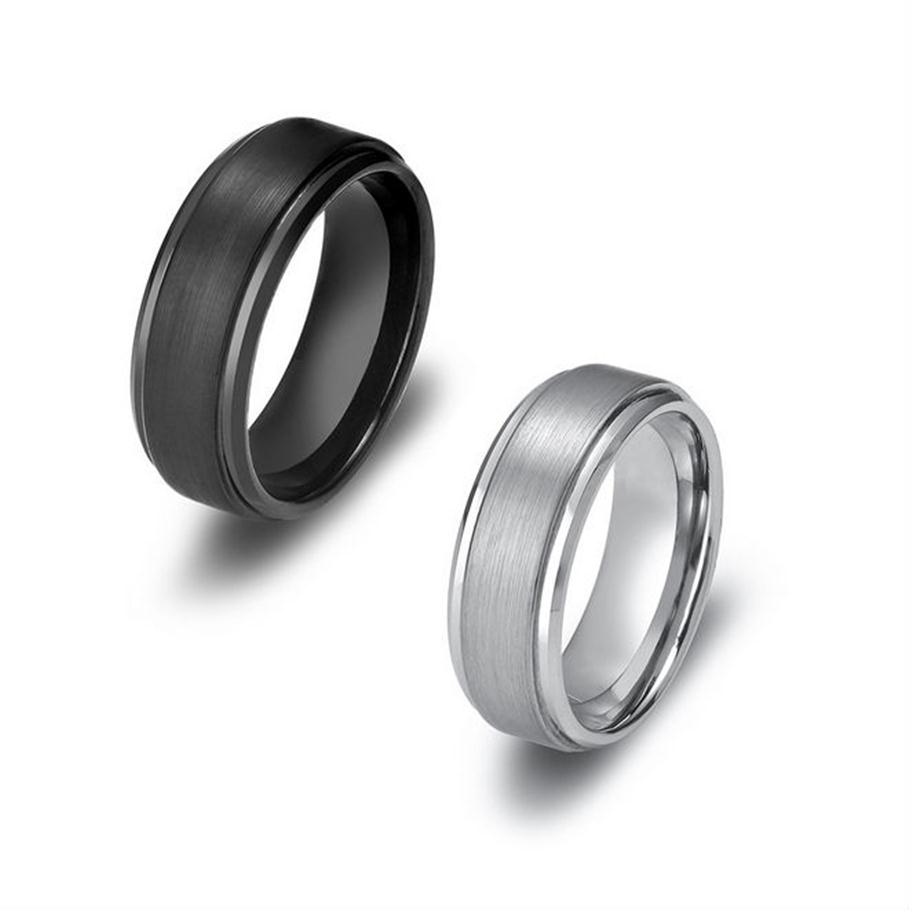 

8MM Tungsten Carbide Rings with Matte Center Step Edge Mens Wedding Bands US Size 7-13 Leave Message About the Size & Color202W