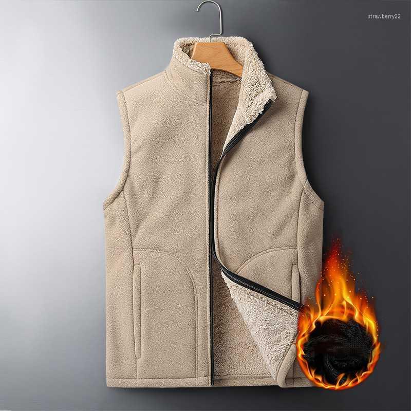 

Men's Vests Winter Thick Plus Velvet Warm Sleeveless Jacket Vest Windbreaker Vintage Wool Fleece Casual Coat For Men Oversized 8XL Stra22, Black