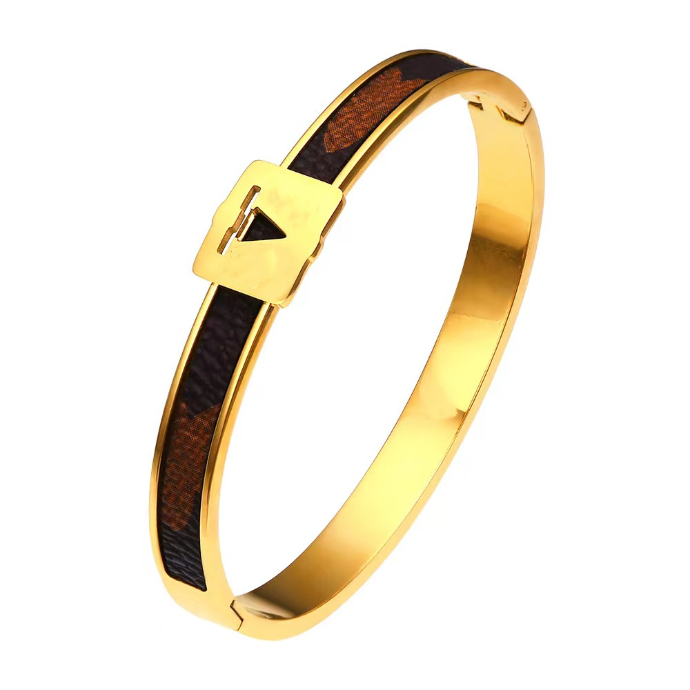 

designer design Women's Stainless Steel Bracelet Jewelry Crystal Bracelet With Cube Zircon Hinge Jewelry oval Bangle Witness the Gift of Love
