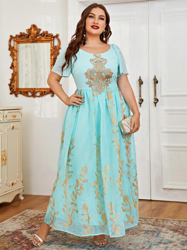 

Plus Size Dresses 2022 Women Elegant Large Maxi Summer Oversized Ethnic Muslim Long Evening Party Prom Festival ClothingPlus, Blue