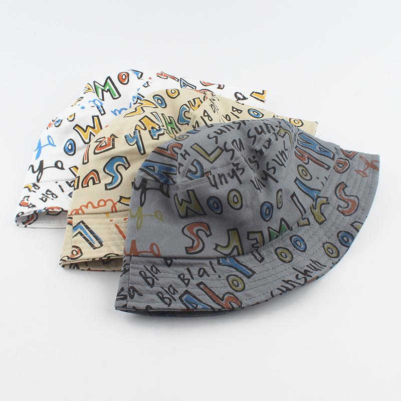 

Berets Summer Kids Bucket Hat Letters Print Panama Cap Outdoor Beach Boys Girls Baby Sun HatsBerets, White
