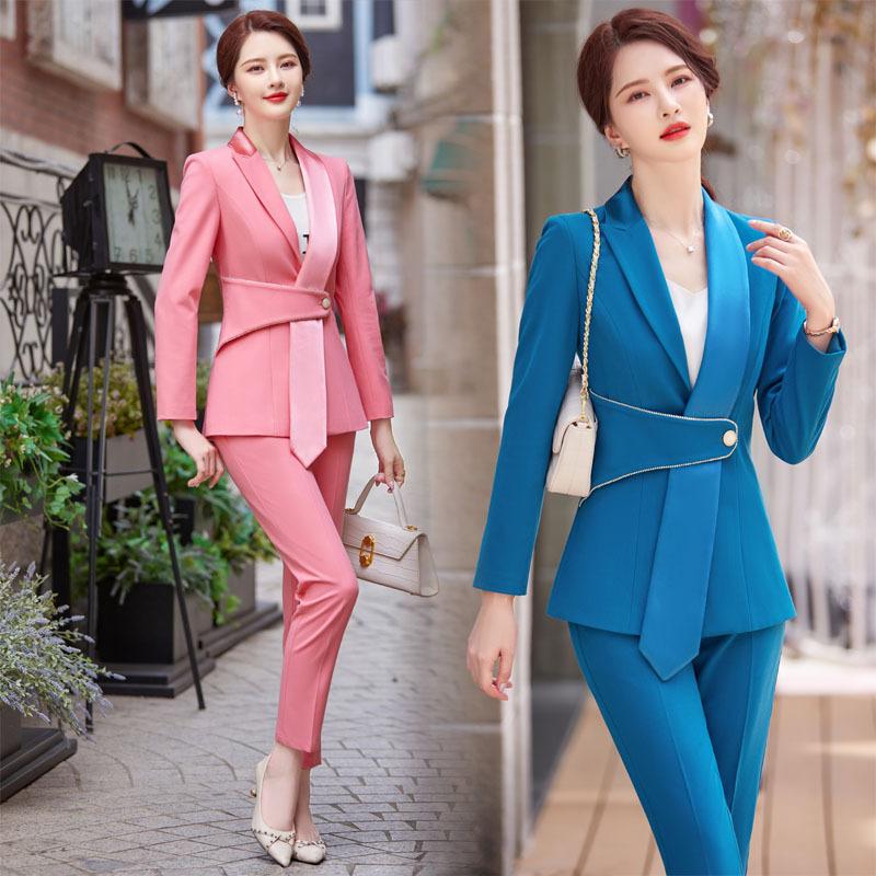 

Women' Two Piece Pants Long Sleeve Fashion Ladies Slim Top Suit Trousers Plus Size Solid Color Green Jacket Internet CelebrityWomen, Greenjacketpants