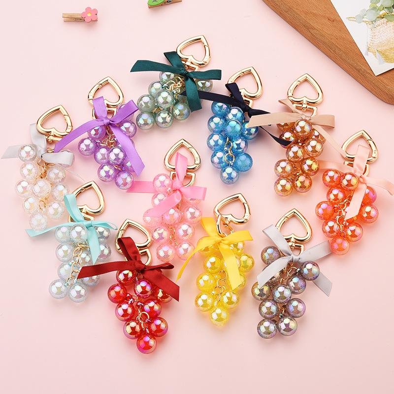 

Keychains Korean Ins Acrylic Grape Keychain Cute Colorful Jelly Bead Keyring Women Girl Heart For Bag Pendant Key Chains